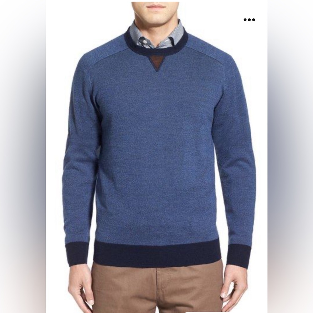 Peter Millar 100% Merino Wool Elbow Patches Crew Neck Sweater Men's XXL